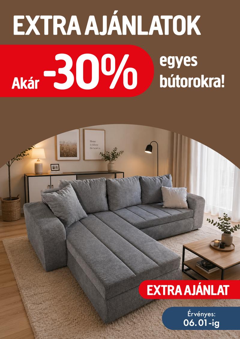 Akár -30% egyes bútorokra